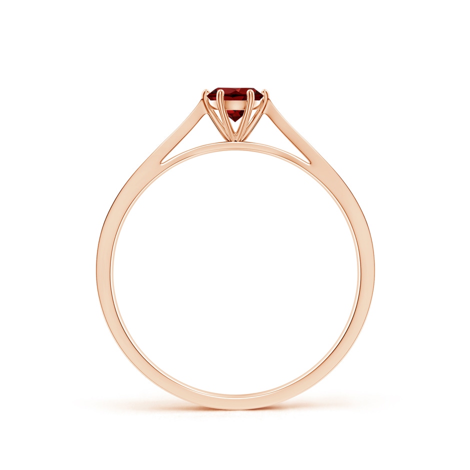 4mm AAAA Tapered Shank Garnet Solitaire Ring with Diamonds in Rose Gold side 199