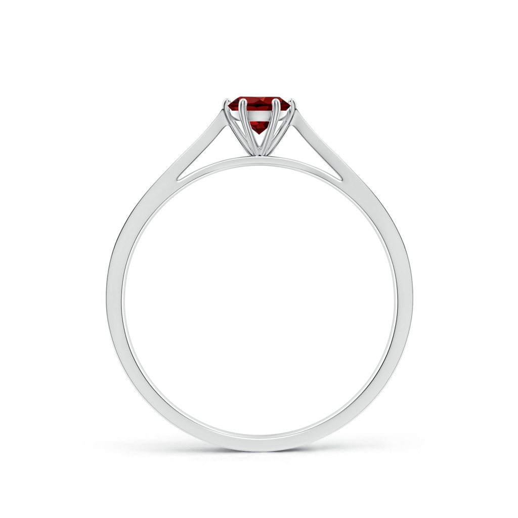 4mm AAAA Tapered Shank Garnet Solitaire Ring with Diamonds in S999 Silver - side 199