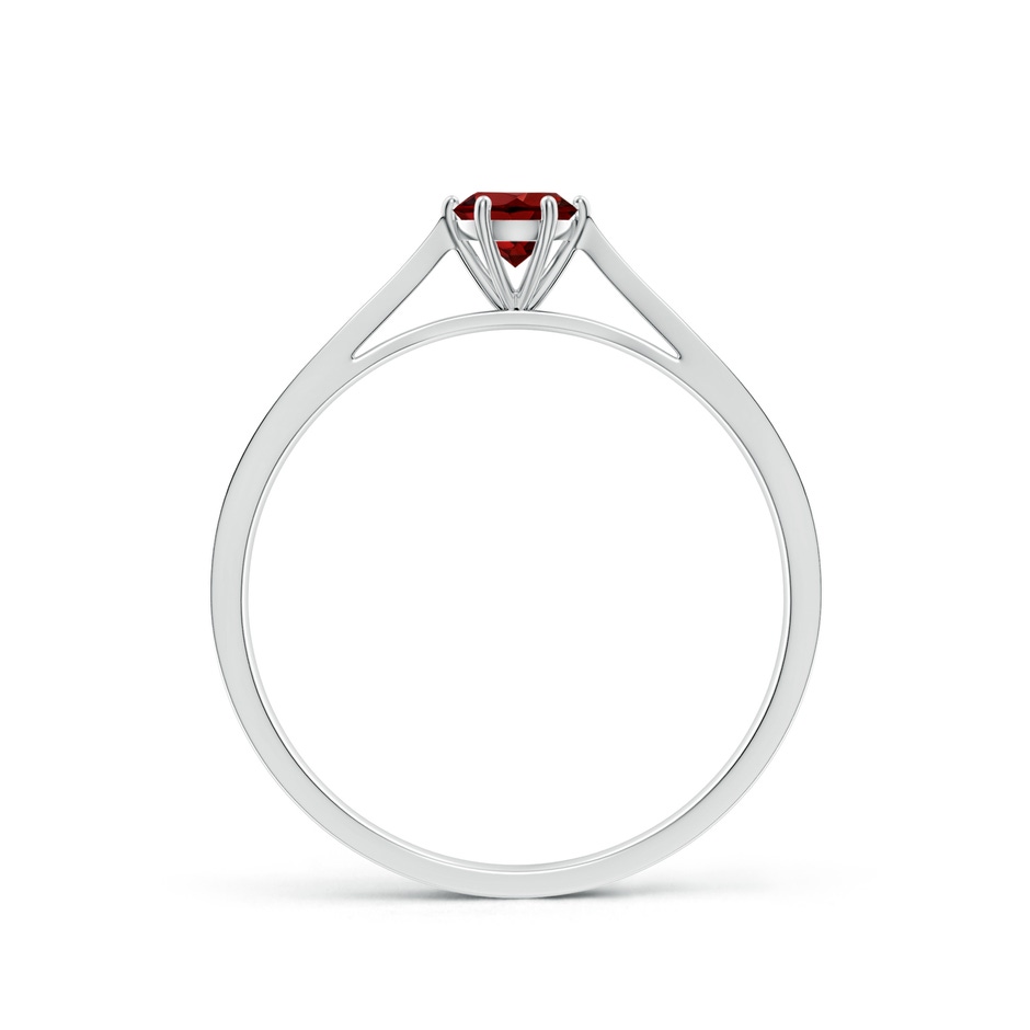 4mm AAAA Tapered Shank Garnet Solitaire Ring with Diamonds in S999 Silver side 199