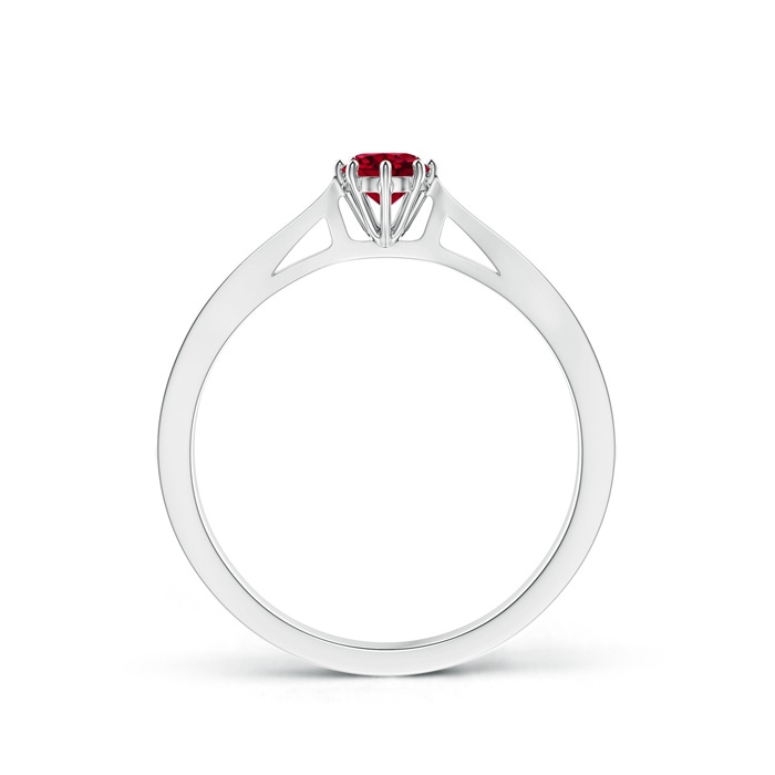 4mm AAAA Tapered Shank Garnet Solitaire Ring with Diamonds in White Gold product image