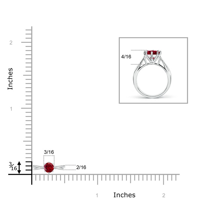 4mm AAAA Tapered Shank Garnet Solitaire Ring with Diamonds in White Gold product image