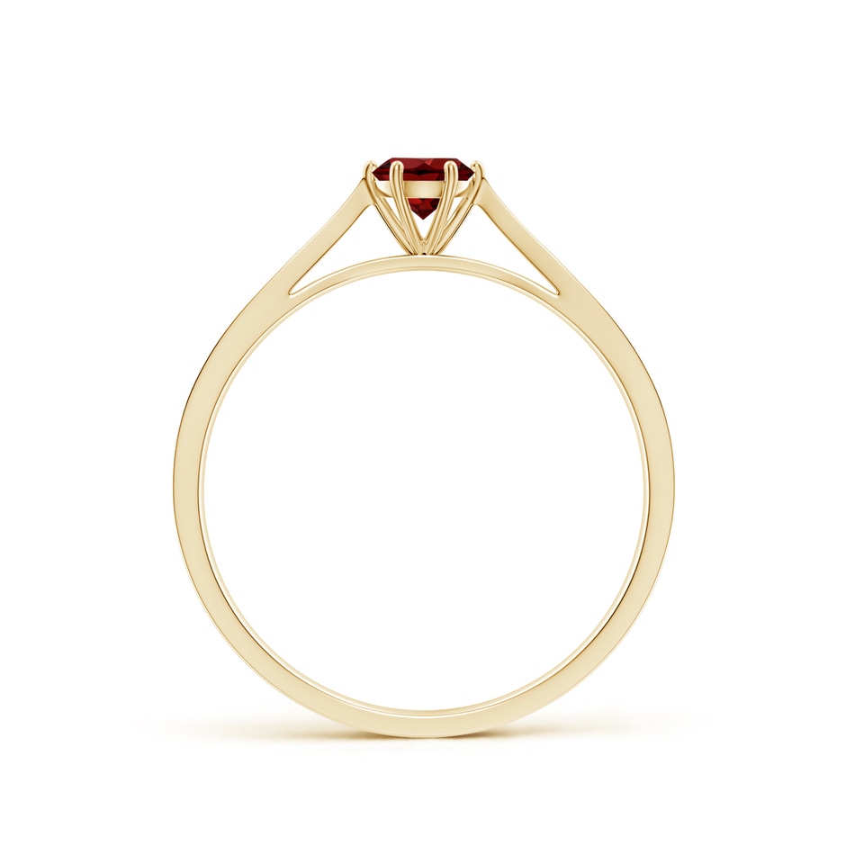 4mm AAAA Tapered Shank Garnet Solitaire Ring with Diamonds in Yellow Gold side 199