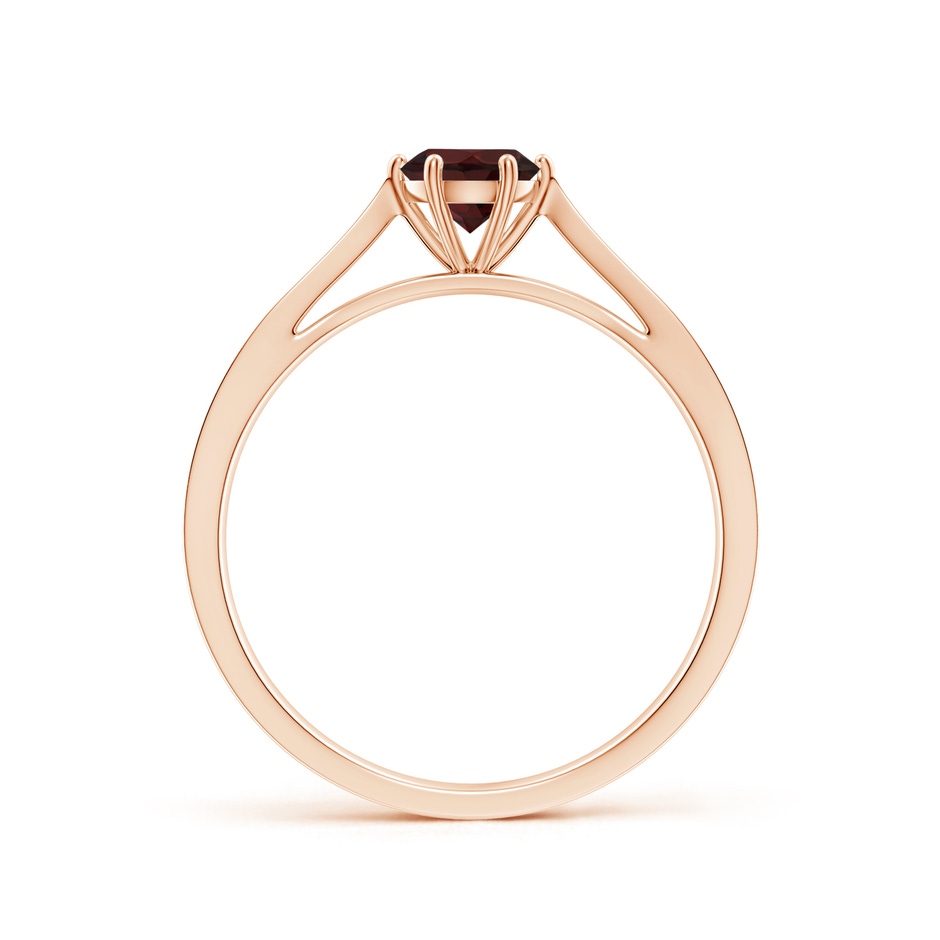 5mm A Tapered Shank Garnet Solitaire Ring with Diamonds in Rose Gold side 199