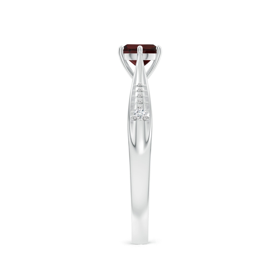 5mm A Tapered Shank Garnet Solitaire Ring with Diamonds in White Gold side 299