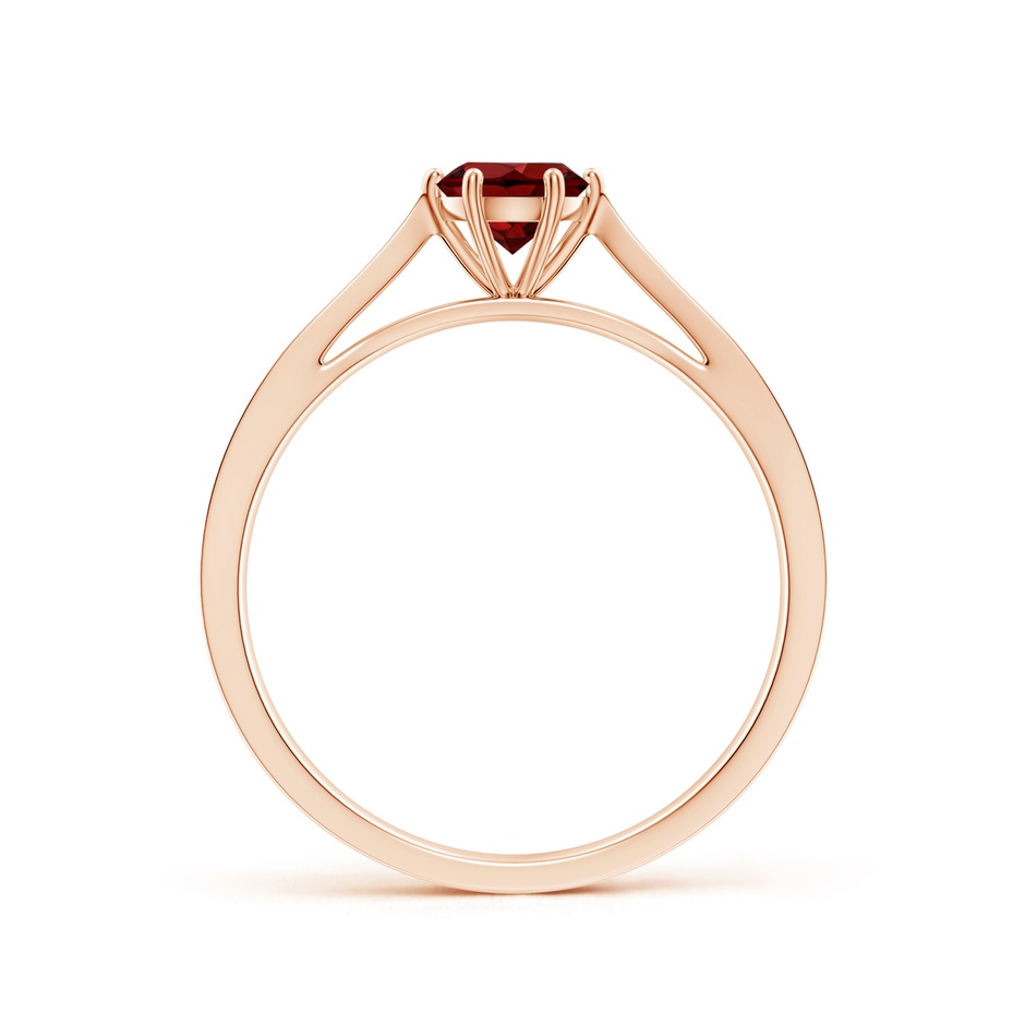 5mm AAAA Tapered Shank Garnet Solitaire Ring with Diamonds in Rose Gold side 199