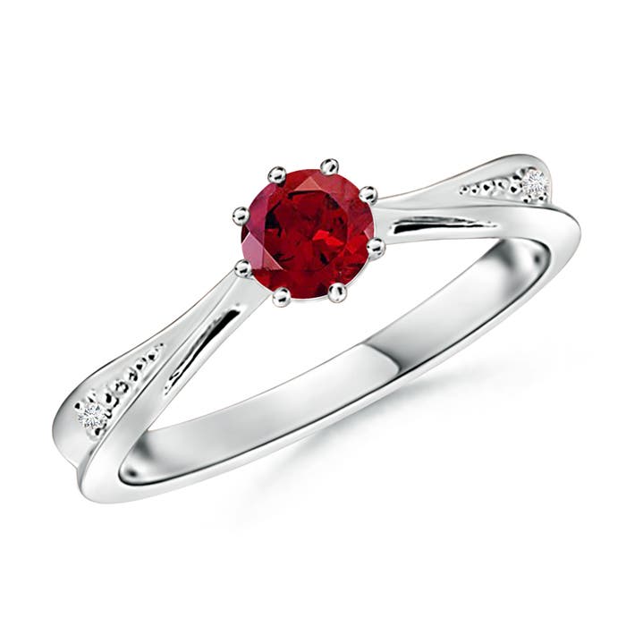 AAAA - Garnet / 0.62 CT / 14 KT White Gold