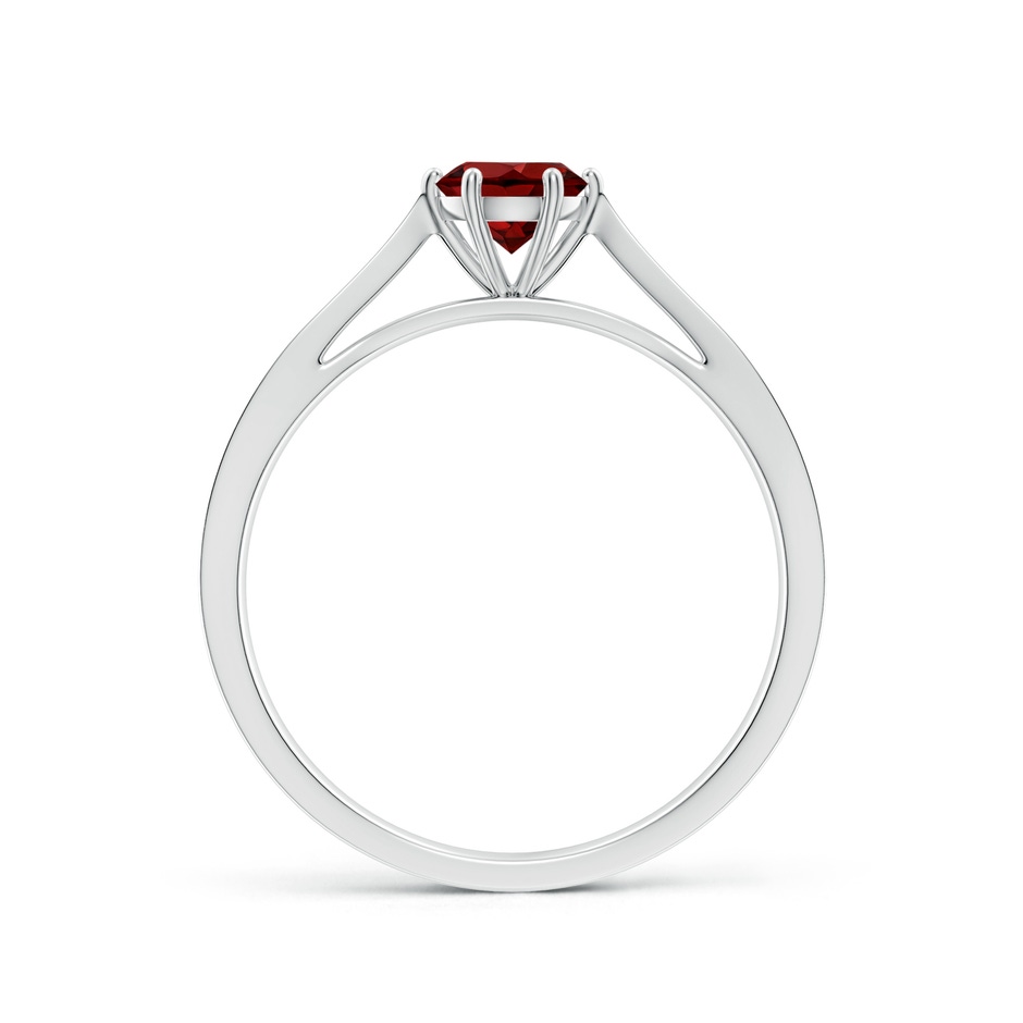 5mm AAAA Tapered Shank Garnet Solitaire Ring with Diamonds in White Gold side 199