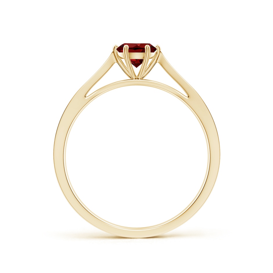 5mm AAAA Tapered Shank Garnet Solitaire Ring with Diamonds in Yellow Gold side 199
