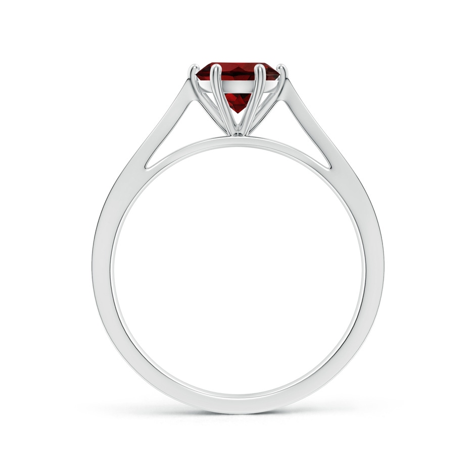 6mm AAA Tapered Shank Garnet Solitaire Ring with Diamonds in White Gold side 199