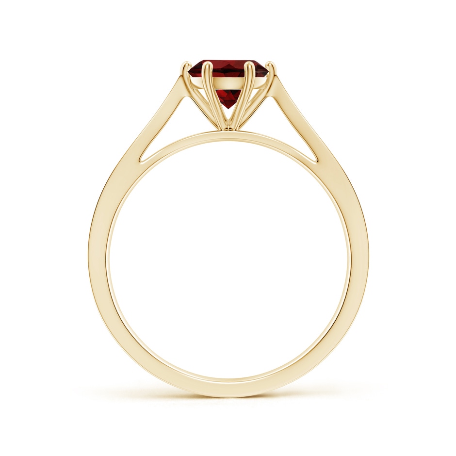 6mm AAA Tapered Shank Garnet Solitaire Ring with Diamonds in Yellow Gold side 199