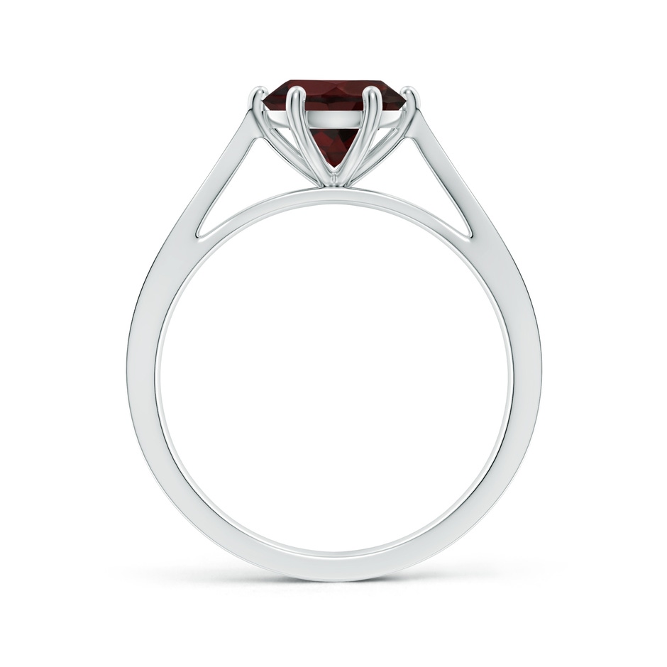 7mm A Tapered Shank Garnet Solitaire Ring with Diamonds in 18K White Gold side 199