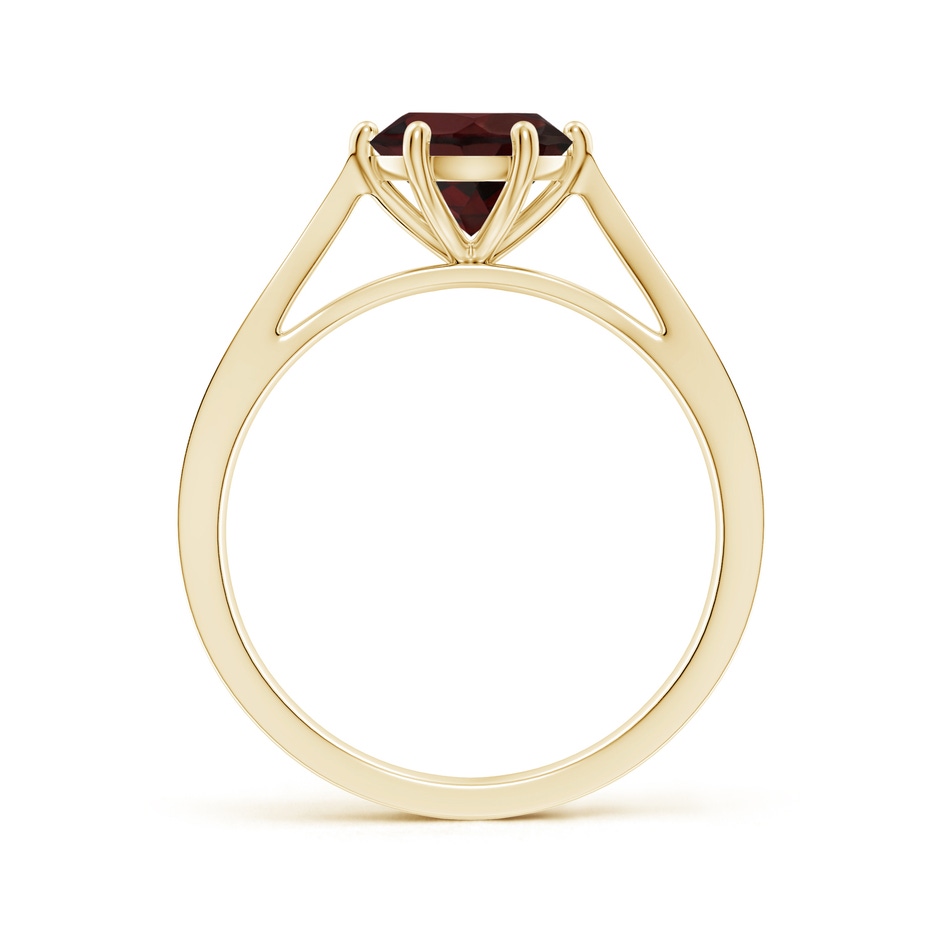 7mm A Tapered Shank Garnet Solitaire Ring with Diamonds in 18K Yellow Gold side 199