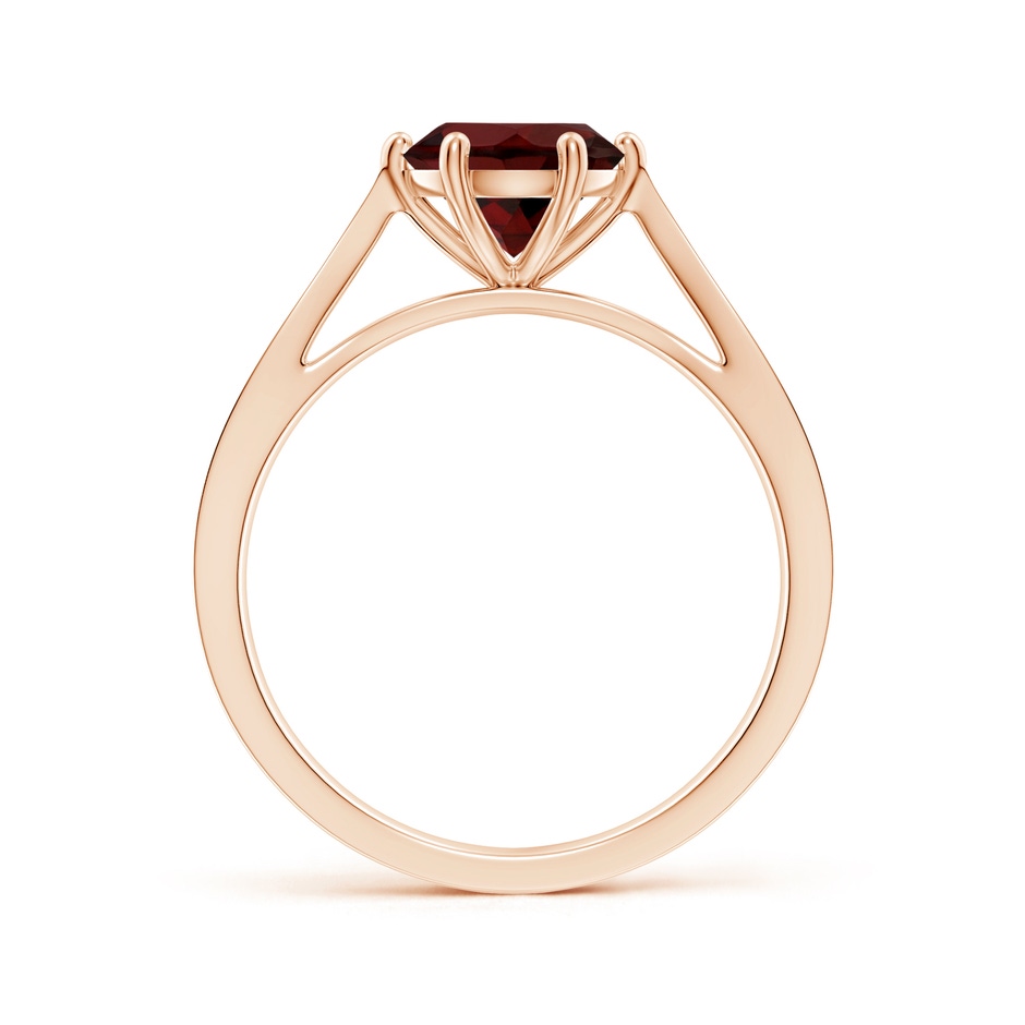 7mm AA Tapered Shank Garnet Solitaire Ring with Diamonds in 18K Rose Gold side 199