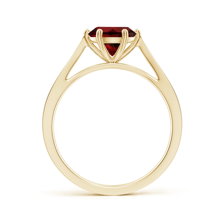 7mm AAA Tapered Shank Garnet Solitaire Ring with Diamonds in Yellow Gold side 199