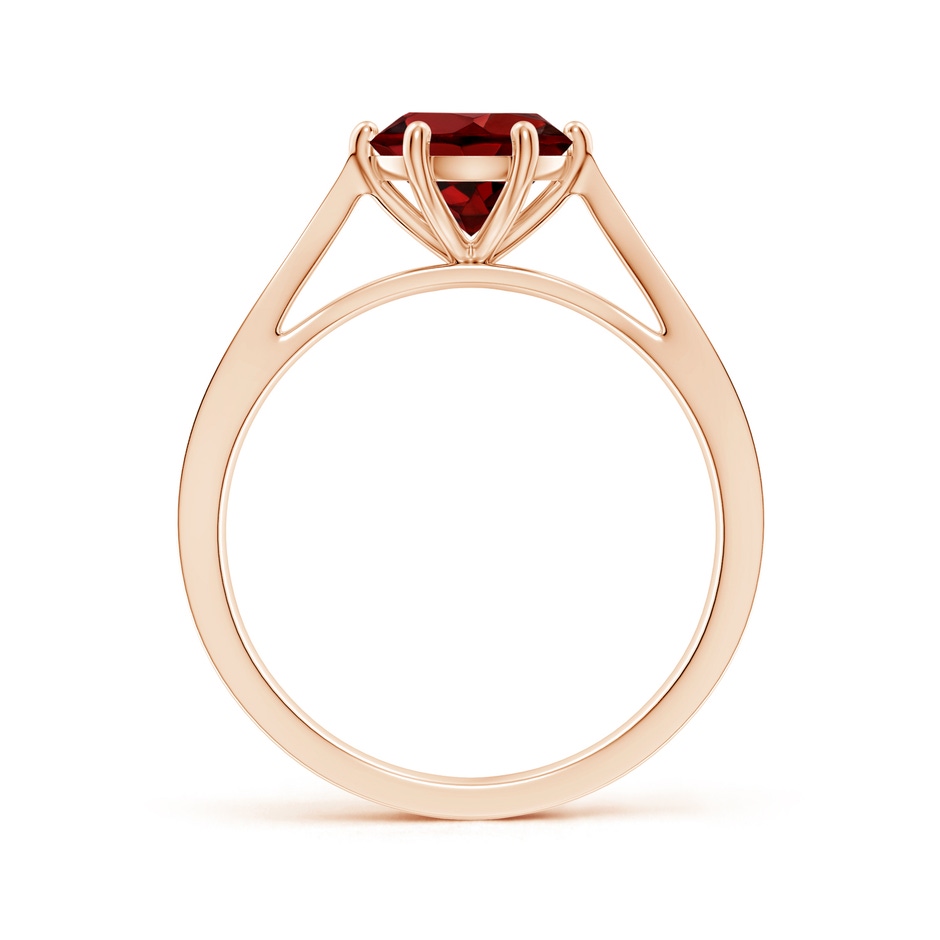 7mm AAAA Tapered Shank Garnet Solitaire Ring with Diamonds in Rose Gold side 199