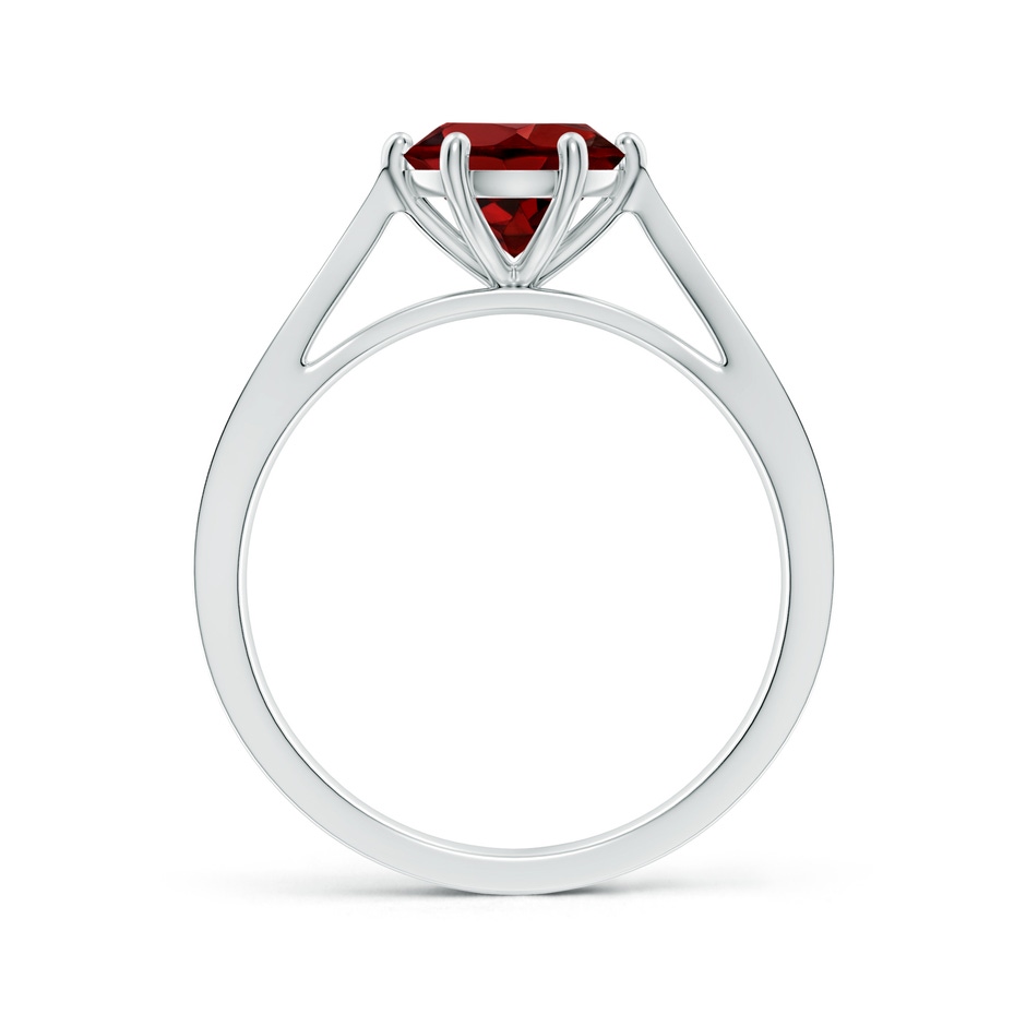 7mm AAAA Tapered Shank Garnet Solitaire Ring with Diamonds in White Gold side 199