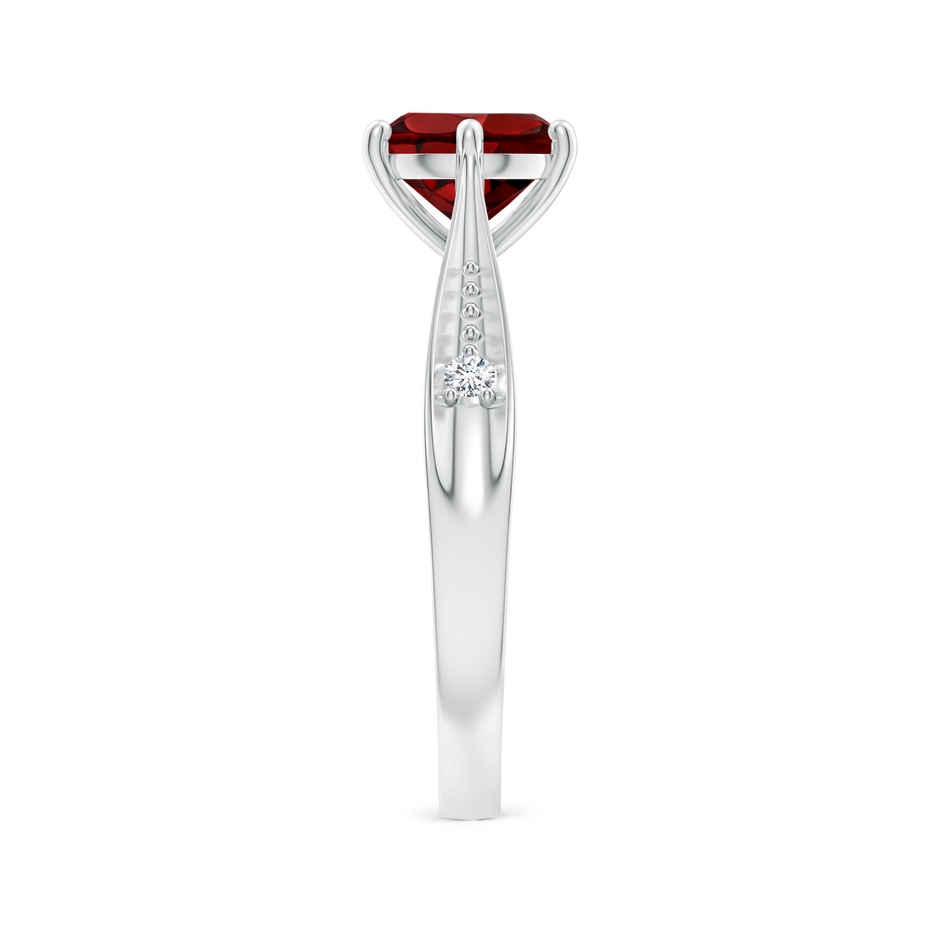 7mm AAAA Tapered Shank Garnet Solitaire Ring with Diamonds in White Gold side 299