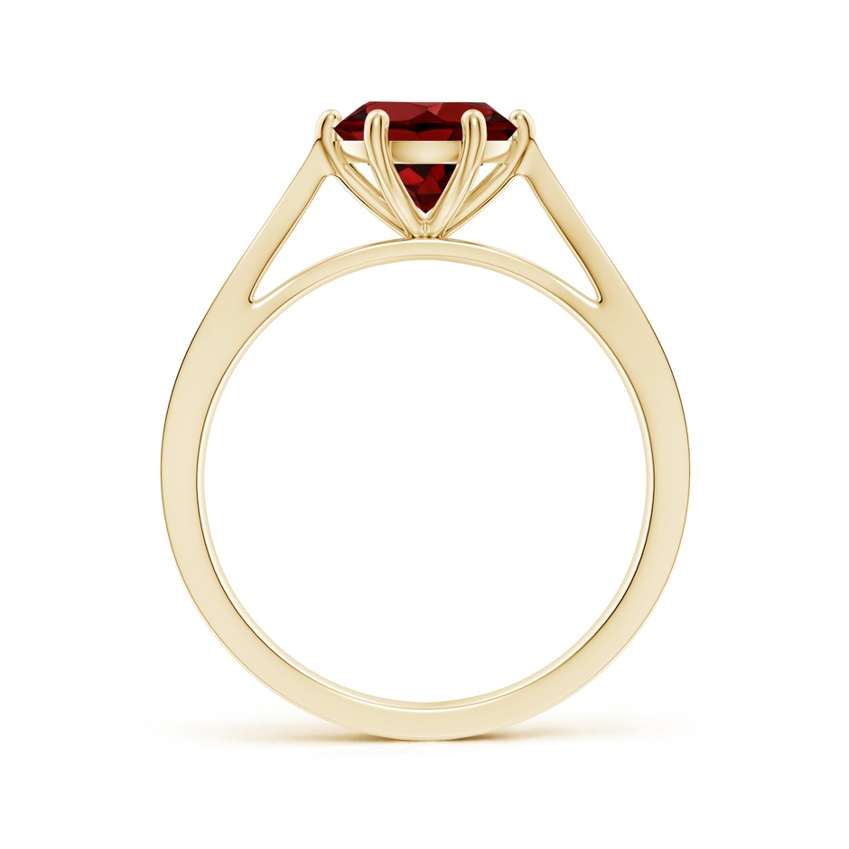 7mm AAAA Tapered Shank Garnet Solitaire Ring with Diamonds in Yellow Gold side 199