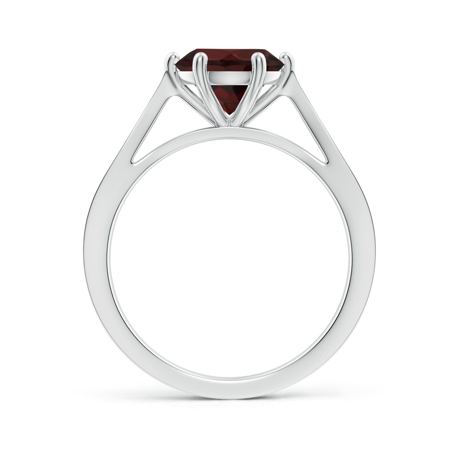 8mm A Tapered Shank Garnet Solitaire Ring with Diamonds in 18K White Gold side 199