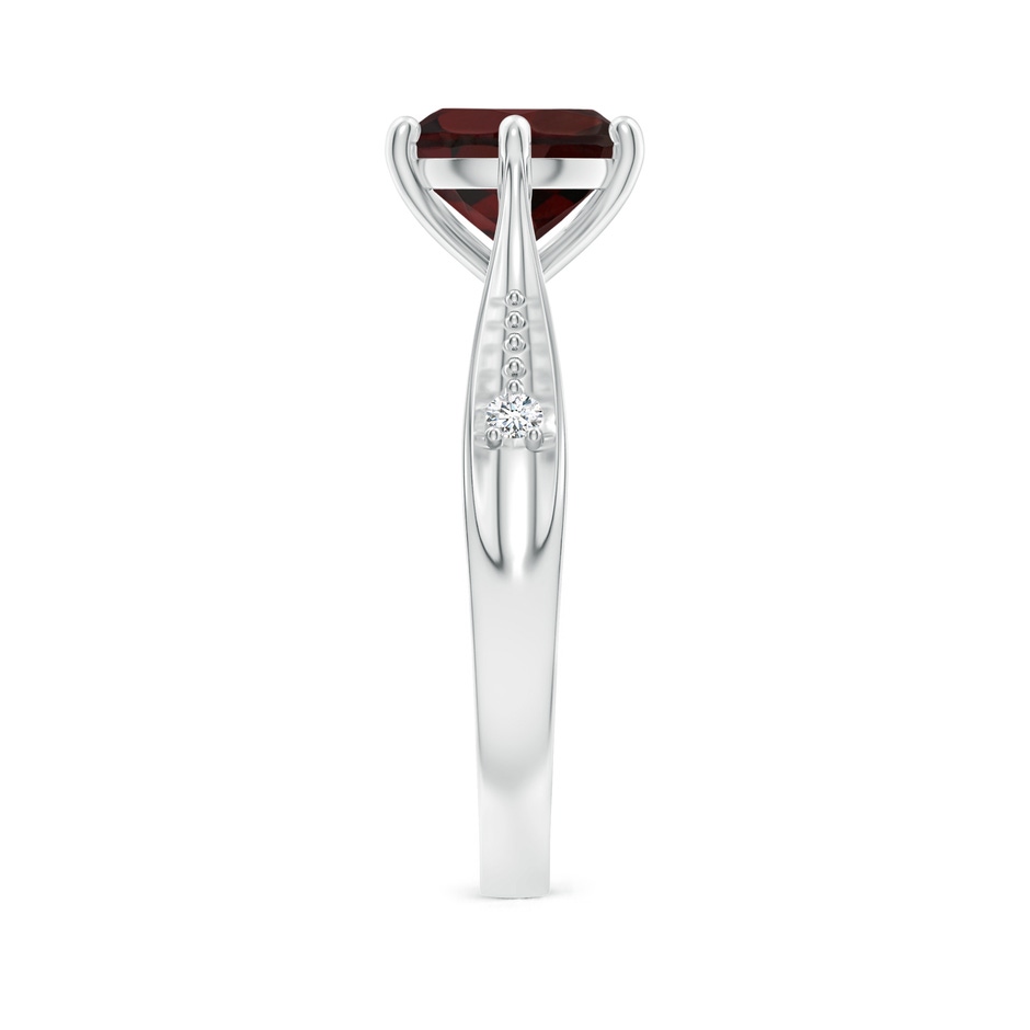8mm A Tapered Shank Garnet Solitaire Ring with Diamonds in 18K White Gold side 299