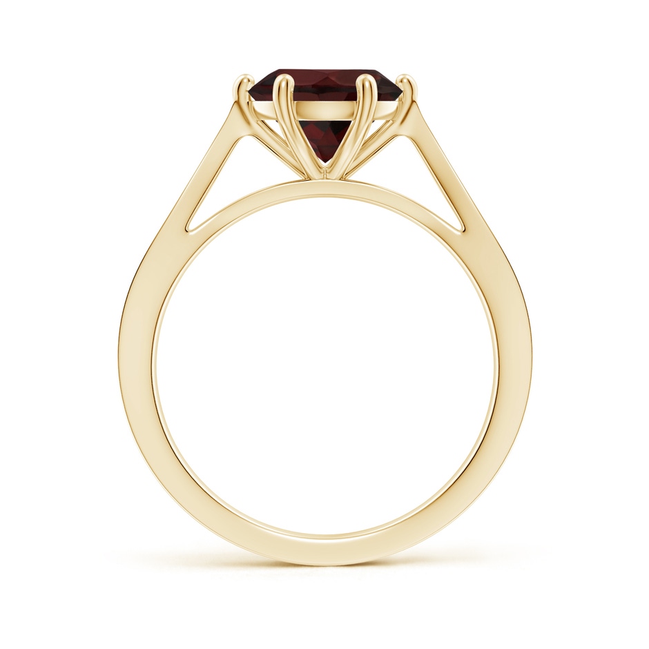 8mm A Tapered Shank Garnet Solitaire Ring with Diamonds in 18K Yellow Gold side 199