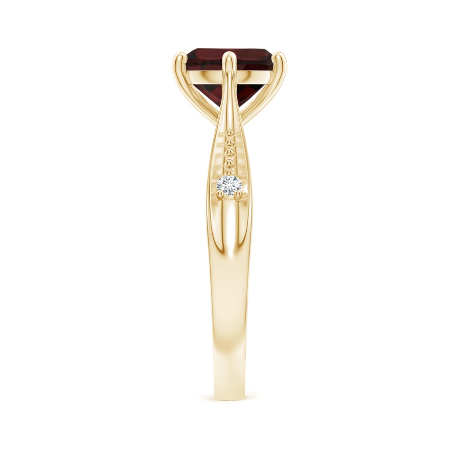 8mm A Tapered Shank Garnet Solitaire Ring with Diamonds in 18K Yellow Gold side 299