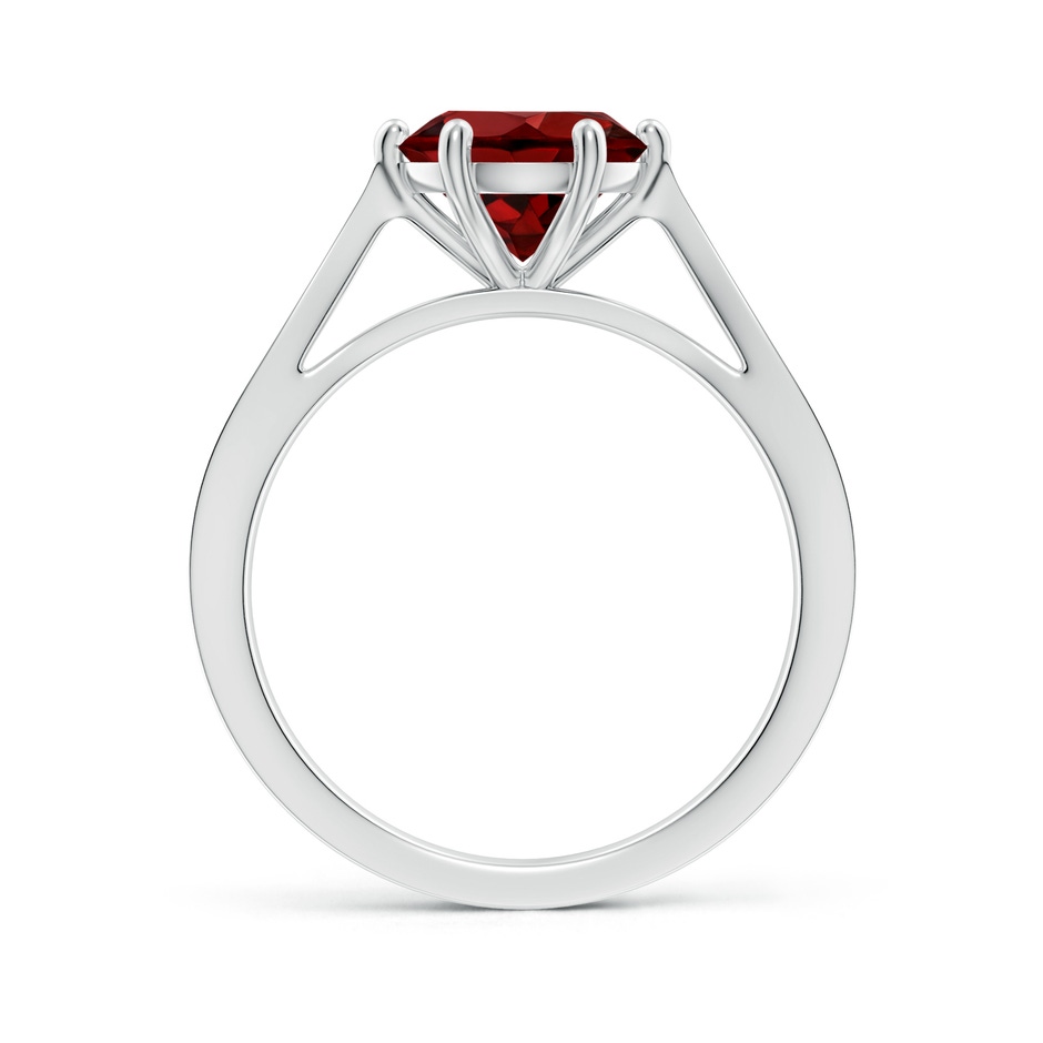 8mm AAAA Tapered Shank Garnet Solitaire Ring with Diamonds in 18K White Gold side 199