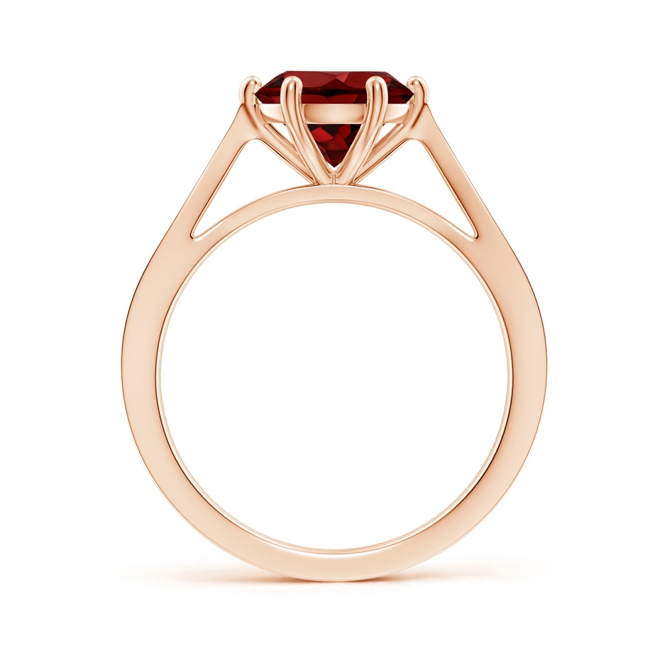 8mm AAAA Tapered Shank Garnet Solitaire Ring with Diamonds in Rose Gold side 199