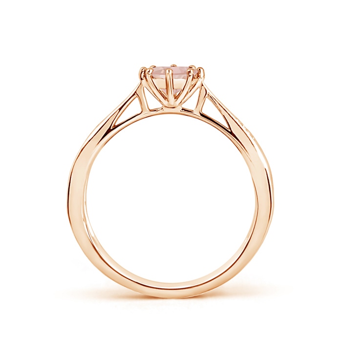 5mm AAAA Tapered Shank Morganite Solitaire Ring with Diamonds in Rose Gold Product Image