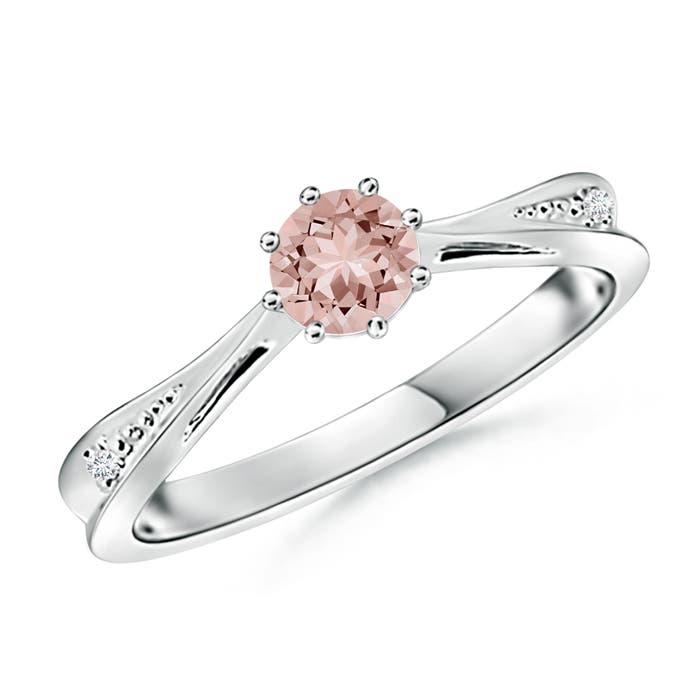 AAAA - Morganite / 0.44 CT / 14 KT White Gold