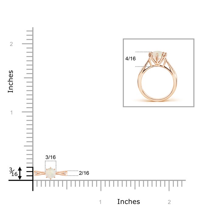 Tapered Shank Opal Solitaire Ring with Diamonds