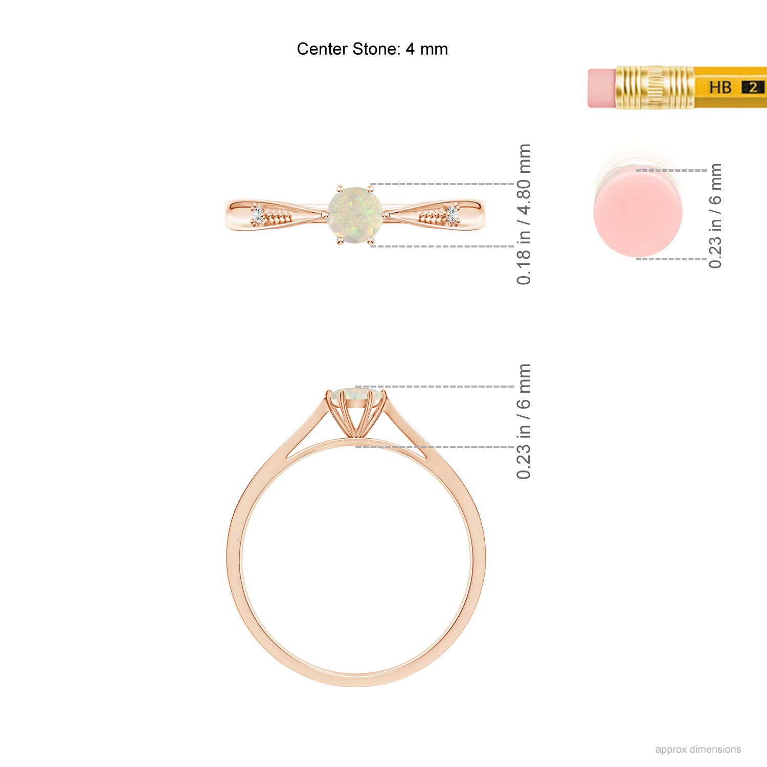 AAA - Opal / 0.17 CT / 14 KT Rose Gold