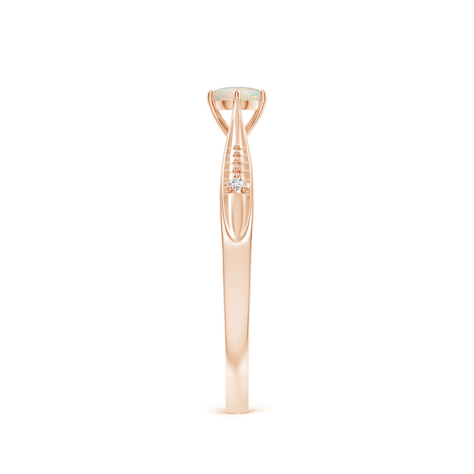 4mm AAAA Tapered Shank Opal Solitaire Ring with Diamonds in Rose Gold side 299