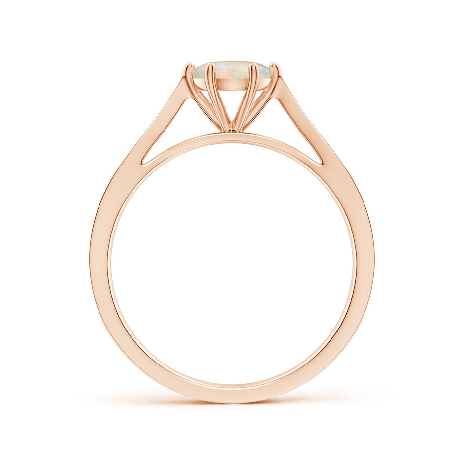 6mm AAAA Tapered Shank Opal Solitaire Ring with Diamonds in Rose Gold side 199