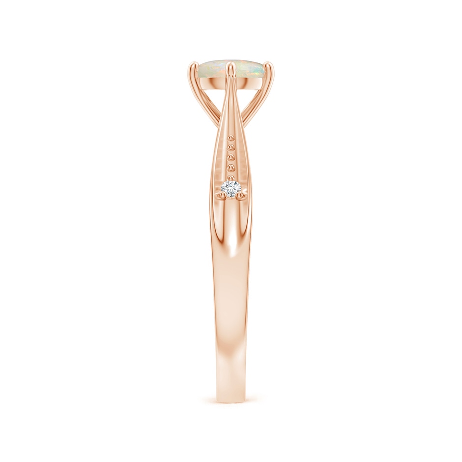 6mm AAAA Tapered Shank Opal Solitaire Ring with Diamonds in Rose Gold side 299