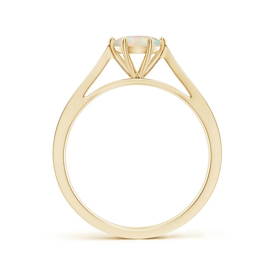 6mm AAAA Tapered Shank Opal Solitaire Ring with Diamonds in Yellow Gold side 199