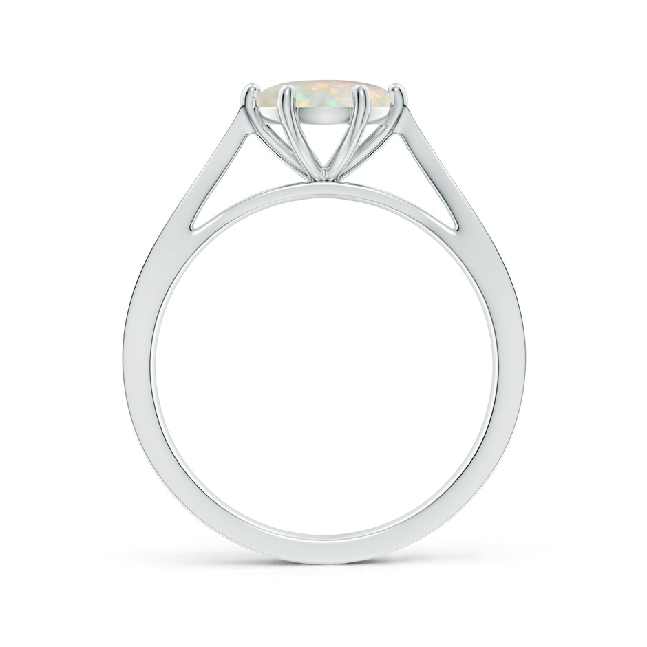 7mm AAA Tapered Shank Opal Solitaire Ring with Diamonds in 18K White Gold side 199