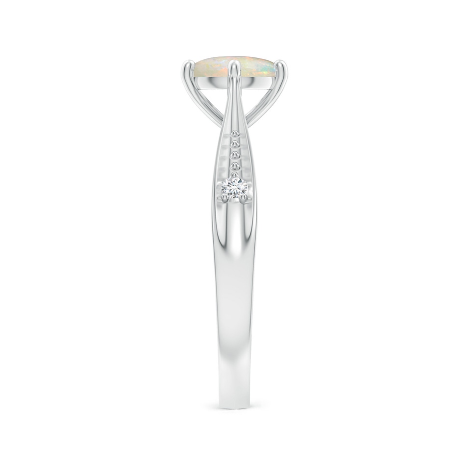 7mm AAAA Tapered Shank Opal Solitaire Ring with Diamonds in White Gold side 299
