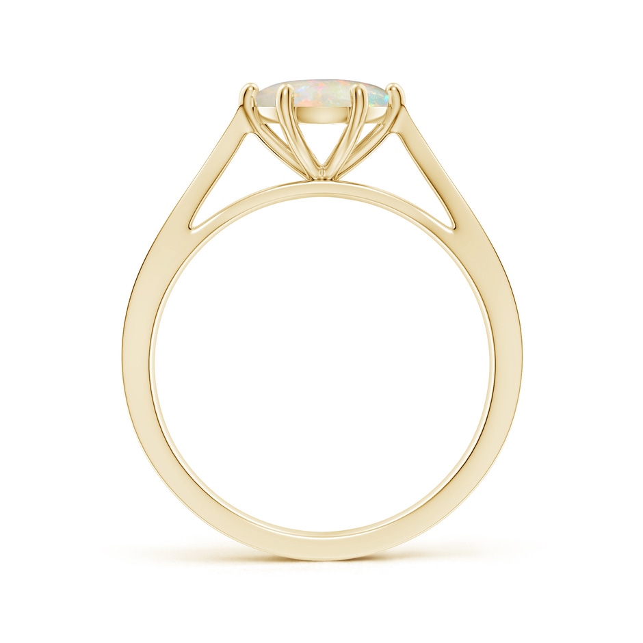 7mm AAAA Tapered Shank Opal Solitaire Ring with Diamonds in Yellow Gold side 199