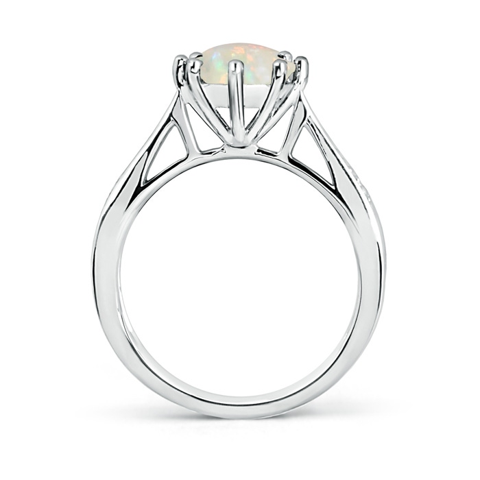 8mm AAA Tapered Shank Opal Solitaire Ring with Diamonds in White Gold product image