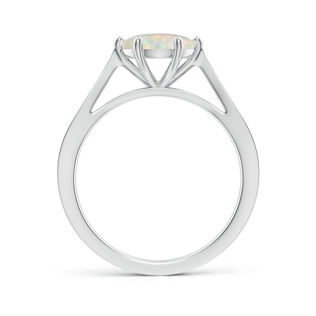 8mm AAA Tapered Shank Opal Solitaire Ring with Diamonds in White Gold - side 199