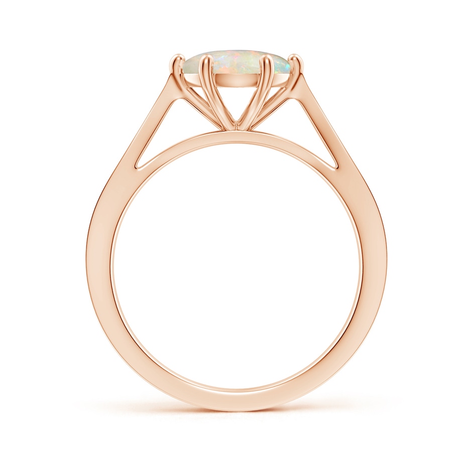 8mm AAAA Tapered Shank Opal Solitaire Ring with Diamonds in Rose Gold side 199