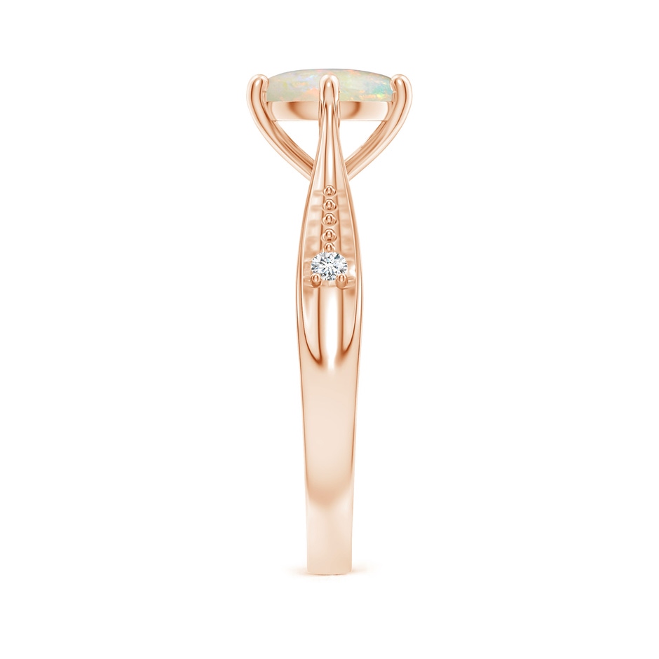 8mm AAAA Tapered Shank Opal Solitaire Ring with Diamonds in Rose Gold side 299