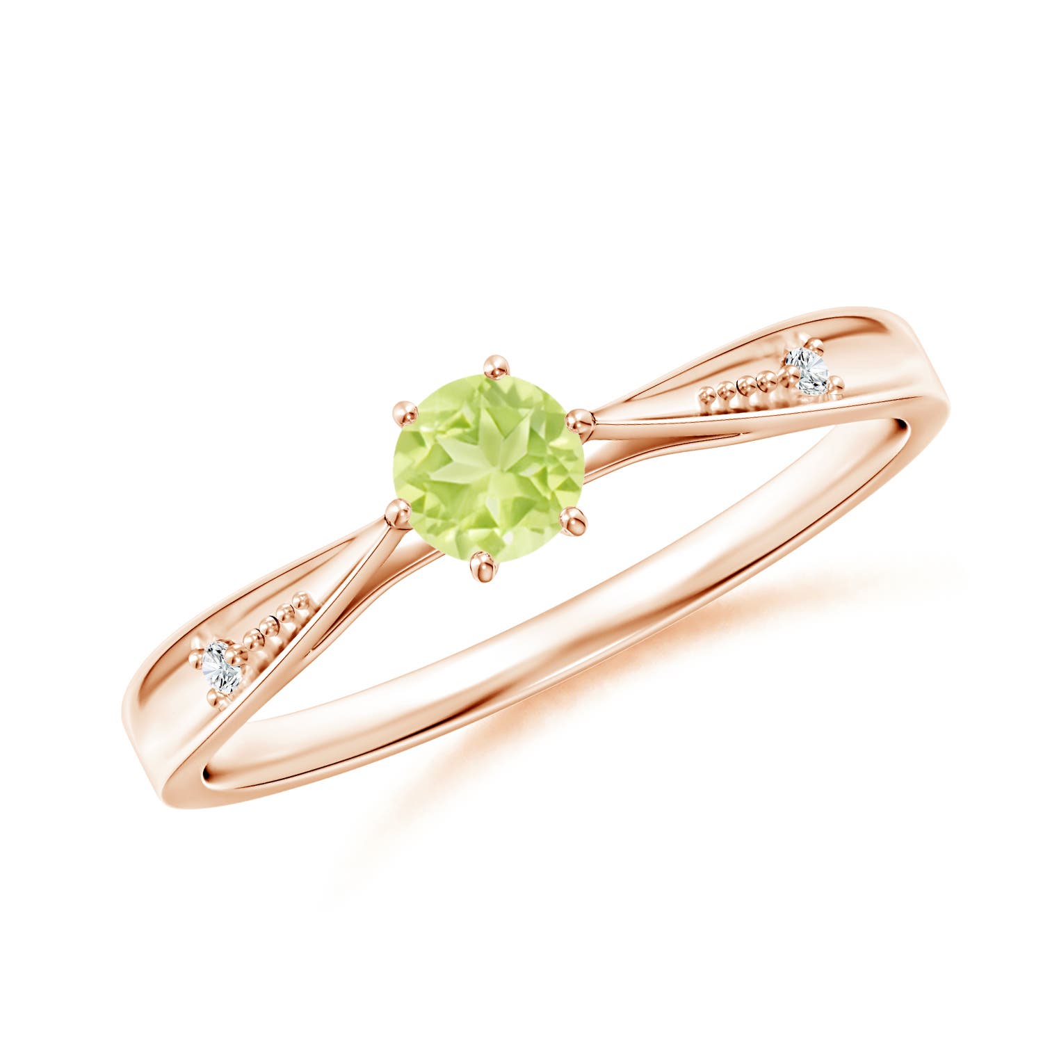 A - Peridot / 0.31 CT / 14 KT Rose Gold