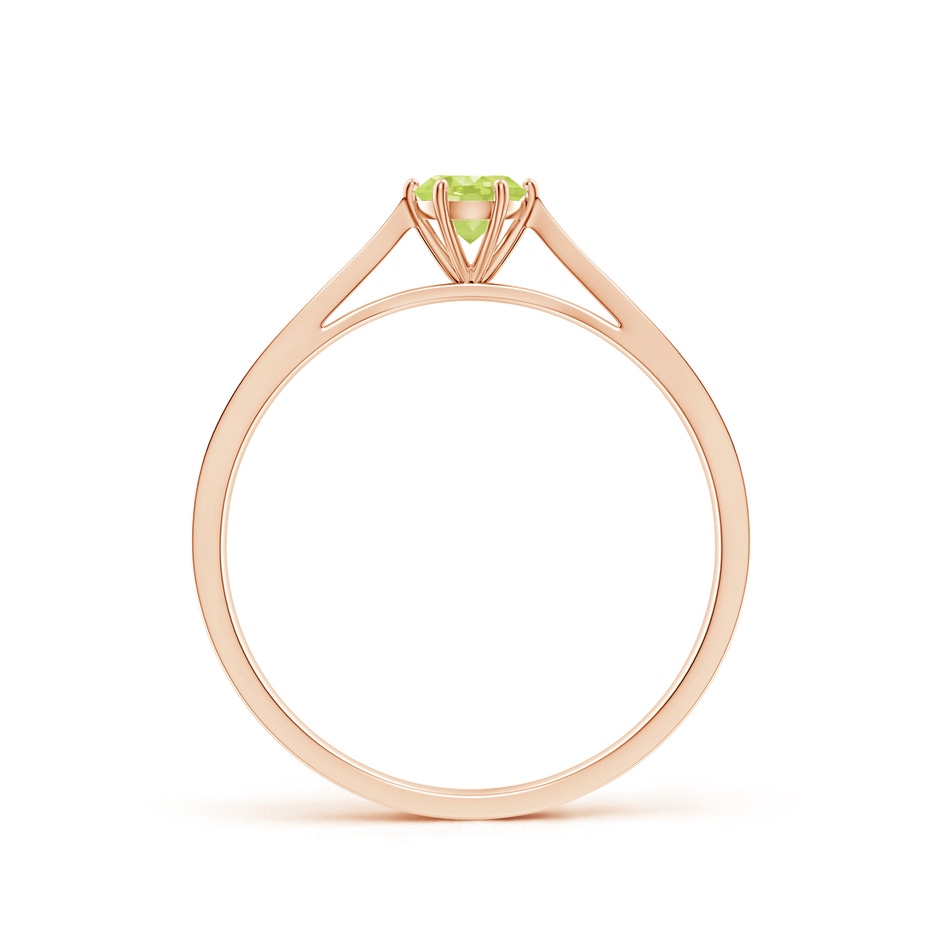 4mm A Tapered Shank Peridot Solitaire Ring with Diamonds in Rose Gold side-1