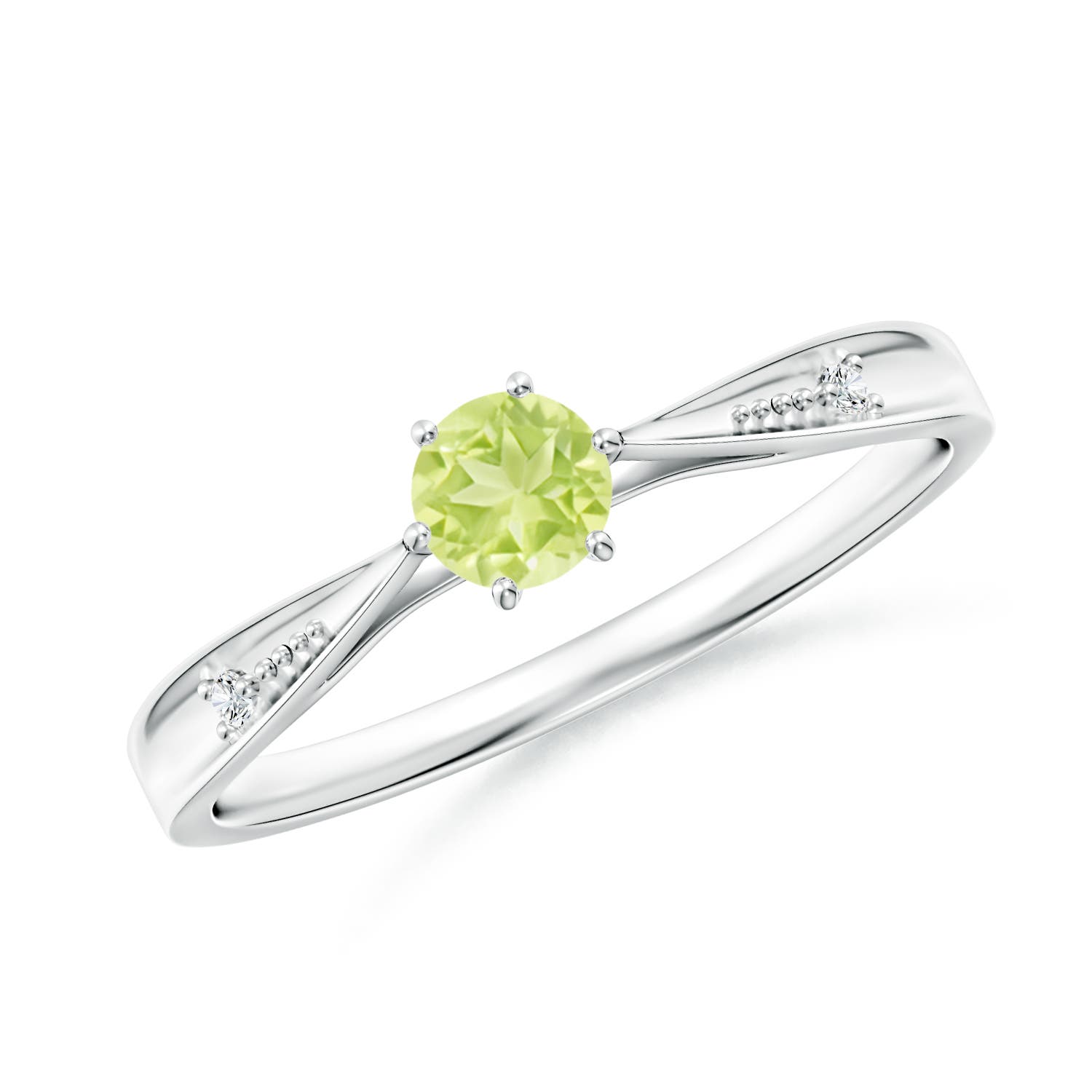 A - Peridot / 0.31 CT / 14 KT White Gold