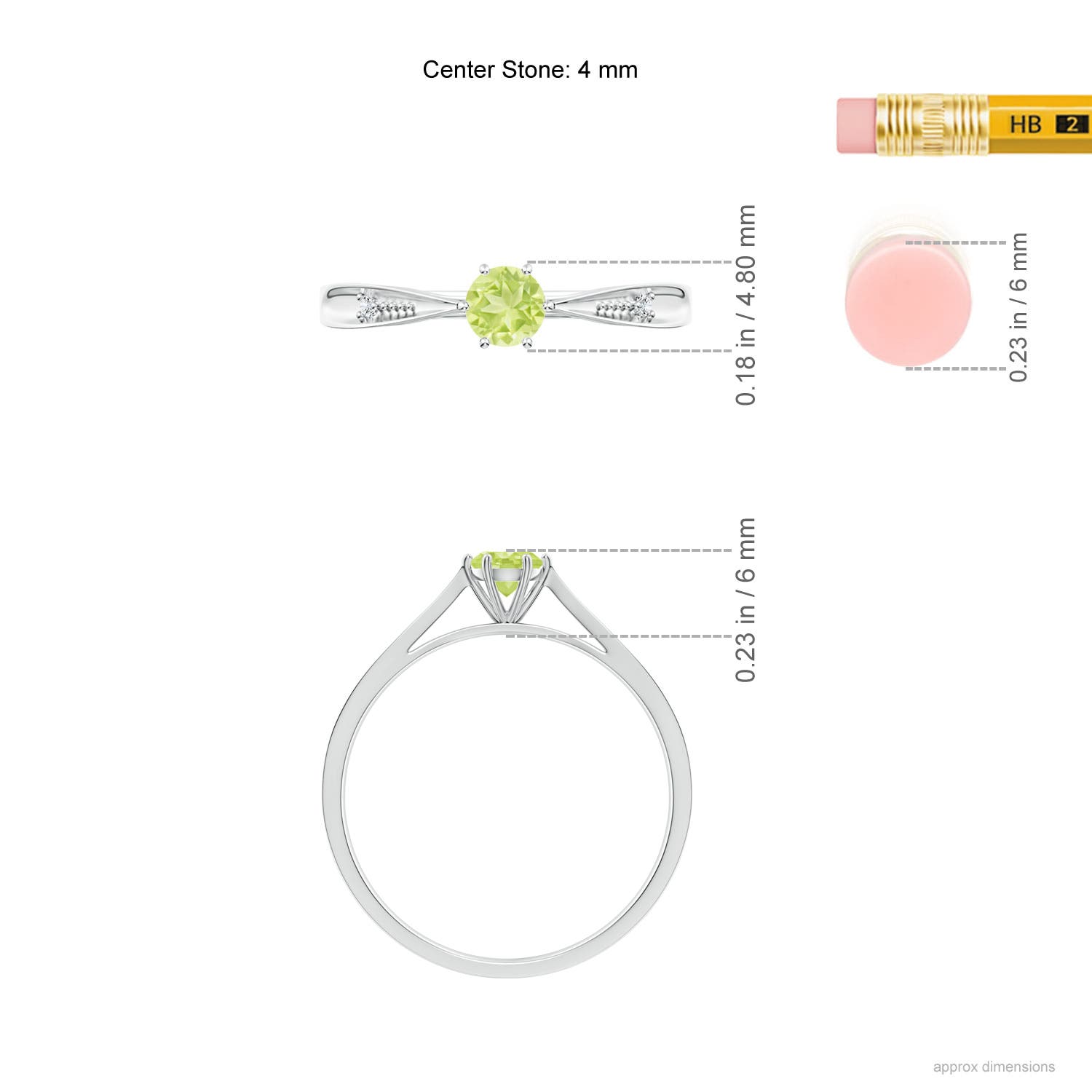 A - Peridot / 0.31 CT / 14 KT White Gold