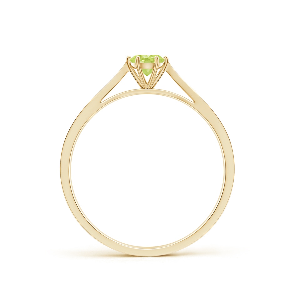 4mm A Tapered Shank Peridot Solitaire Ring with Diamonds in Yellow Gold side-1