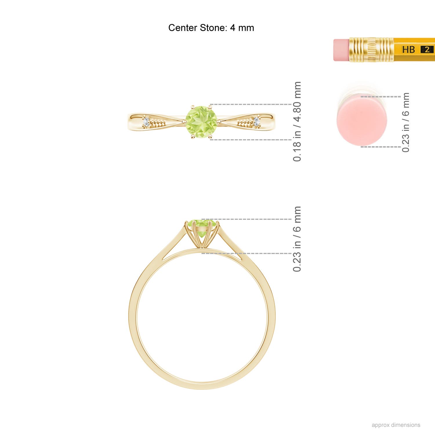 A - Peridot / 0.31 CT / 14 KT Yellow Gold