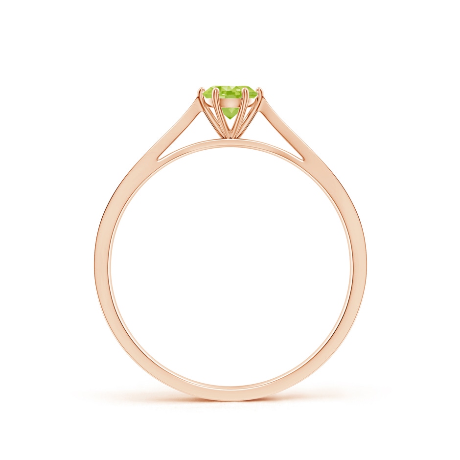 4mm AA Tapered Shank Peridot Solitaire Ring with Diamonds in Rose Gold side-1
